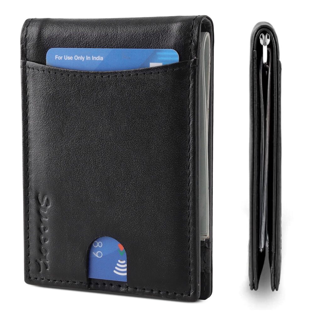 1868 Slim Money Clip Wallet - 100% Leather RFID Blocking Front Pocket